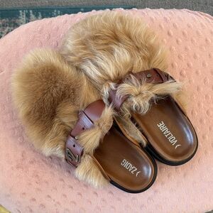 Zadig & Voltaire Brown Fur Sandals